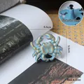 Blue and gold crab-shaped drawer knob pull with vintage textured metal finish - Crab Blue Gold