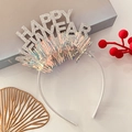 Sparkly silver Happy New Year headband with iridescent fringe for holiday parties - 19# Silver Headband with Gold Silk
