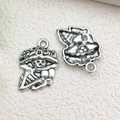 Vintage silver skull charm with straw hat design for DIY jewelry and keychain making - Straw Hat Skull 14x20mm