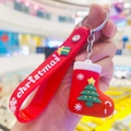 Portachiavi con calza di Natale rossa con cinturino in silicone e decori festivi - Calza di Natale (02)