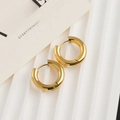Polished chunky gold hoop earrings in stainless steel with a high-shine metallic finish - Chunky Plain Hoop / Gold