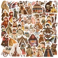 Hand-painted fairy tale stickers set featuring Red Riding Hood and various characters - Animals in Fairy Tales (WES161) / 50 Sheets