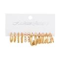 6-pair set of gold-tone geometric hoop earrings with pearl accents on a display card - 40 KC Gold (10093)