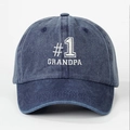 Gorra de béisbol de algodón lavado azul marino con bordado blanco #1 GRANDPA delante - Talla única / Azul marino