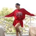 Set coordinato felpa rossa California e gonna a pieghe in rosso acceso da donna - S / Rosso (Sottile)