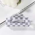 Pince à cheveux à damier gris et blanc, accessoire élégant pour femme - Petit (7.5cm) / Gris