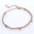 Sparkling butterfly link bracelet in rose gold stainless steel with full diamond setting - Rose Gold
