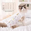 Size chart for recovery suit for cats featuring pineapple and cherry print patterns - S / Fruit Style