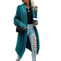 Chic long batwing sleeve knitted cardigan sweater in turquoise for a casual loose fit - S / Lake Blue
