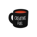 Épingle émaillée tasse à café noire Creative Fuel avec lettrage blanc et badge - Style Mug Noir (QHXZ1760)
