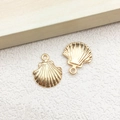 Pair of KC gold shell metal pendants for DIY jewelry with detailed texture - 1pc Shell Charm