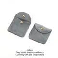 Grey velvet jewelry pouch with 8x8cm size and a premium golden metal snap button - Velvet/Gold Snap / 8x8cm / Gray