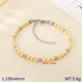 Elegant cream glass pearl beaded bracelet with adjustable silver lobster clasp for women - 4mm Steel Color (KB207032-Z)