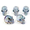 Set of five rainbow electroplated crystal skull ornaments with colorful iridescent finish - No.7 (Rainbow Transparent Iridescent)