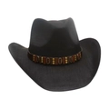 Black woven straw Western cowboy hat with brown studded band and breathable mesh structure - One Size / Black (Coffee Leather Band)