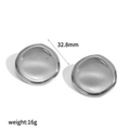 Polished silver minimalist irregular round earrings 32.8mm chunky metallic jewelry piece - Silver Irregular Round Hammered Style (TE60661-S)