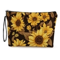 Tragbare Kosmetiktasche mit Sonnenblumen-Print, Reißverschluss und praktischer Schlaufe - Stil 2