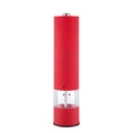 Electric stainless steel pepper grinder in matte red finish with clear acrylic window - ABS Red - Flat Head Electric