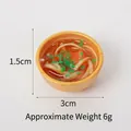Miniature simulation noodle bowl toy in gold finish with soup and green onion detail - 3cm Gold Bowl-No.22 (No Hook)