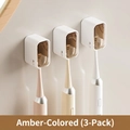 3-piece set of white wall-mounted electric toothbrush holders with amber translucent covers - Transparent Amber - 3 Pack