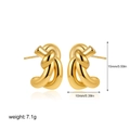 Detailed dimensions of 18k gold knot earrings showing height 15mm and width 10mm - Gold Knot Style (T152_1)
