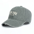 Distressed charcoal gray cotton baseball cap featuring white New York 1625 embroidery - Gray