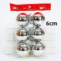 Set mit 6 silbernen verspiegelten Weihnachtskugeln 6cm Durchmesser mit Aufhängeschleifen - 6er Pack (6cm) / Glänzendes Silber