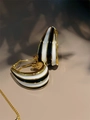 Vintage 18K gold earrings with black and white enamel stripes and luxury finish - E0243 Black and White Striped Earrings