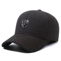 Dunkelbraune Winter-Baseballkappe für Herren mit Thermofutter und Köperbindungstextur - Metall-Abzeichen-Stil / Kaffee (Mittleres Abzeichen)