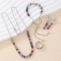 Parure de bijoux élégante avec collier bracelet boucles d'oreilles et bague en zircon - Couleur Argent Zirconia Multicolore (ZT0004-6)