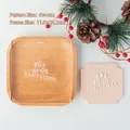 Acryl Merry Christmas stempel met roze fondant-afdruk en feestelijke dennenappel decor - Kerst Stijl D
