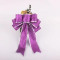 Fiocco natalizio viola glitterato con bordi argentati e decorazioni oro per feste - 25cm Fiocco Viola