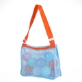 Blue mesh beach bag for kids filled with colorful ocean balls and orange strap - Blue with Orange Strap / 21*25*8cm