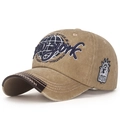 Verstelbare khaki gewassen canvas baseballpet met New York borduursel en vintage look - Beige