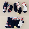 5-pack children mid-calf socks with colorful cartoon construction truck and vehicle patterns - Flatbed Construction Vehicle / 3-5 Years (Feet length 13-15cm)