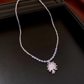 Baroque pearl necklace with silver snowflake pendant and light blue faceted beads - Silver Purple Art Coral Pendant Necklace