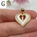 Macro shot of gold heart pendant with white shell and virgin mary religious carving - Style G-Fine Relief Double Layer