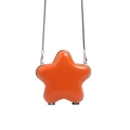 Fashionable star-shaped mini crossbody bag in bright orange PU with silver chain strap - Orange