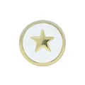 White enamel bead with golden star center in minimalist circular metal frame - Star / White