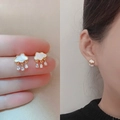 Golden cloud earrings with white inlay and sparkling raindrop zircon dangles - 29# Golden Cloud Raindrop Zircon Drop (Silver Needle)
