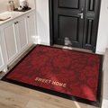 Rote florale Fußmatte mit schwarzem Rand und Sweet Home Bestickung für Flure - 60*90cm [Exquisite Stickerei] / Verweilende Blumensprache