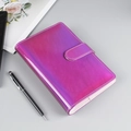 Libreta láser holográfica de cuero PU con degradado púrpura-rosa y cierre de presión - A6 Sin Páginas Interiores / Rojo Rosa Láser