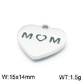 Zilveren roestvrijstalen hartvormige hanger met MOM-uitsparing, maat 15x14mm en 1,5g gewicht - Staalkleur