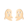 Minimalist gold ghost stud earrings for Halloween featuring polished hollow metal design - Screaming Ghost (288) / Rose Gold