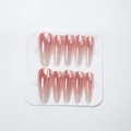 Pink gradient aurora press-on nails in long almond shape with mirror finish gloss - Lychee Bulb 015 (D442)