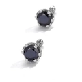 Minimalist round black gemstone stud earrings in polished silver settings with screw backs - 0.3 Carat (4mm) / Black Zircon