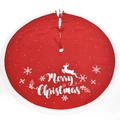 Gonna per albero di Natale rossa in maglia con renne ricamate, fiocchi e scritte - Rosso Motivo 3D a Maglia