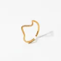 Adjustable wavy gold ring with micro-pave crystals in 316L stainless steel - Gold (B551)