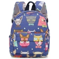 Zaino bimbi blu scuro con stampe di gatti colorati e spallacci in rete traspirante - Gatto con Occhiali Blu Scuro