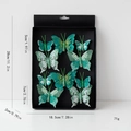 Set of 10 emerald green feather butterfly ornaments with glitter finish in a black gift box - Peacock Green Combination